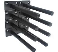 8 Pack 5" Black Solid Steel Floating Shelf Brackets - Hidden Brackets for Floating Wood Shelves - Concealed Blind Shelf Support - Screws and Anchors Included