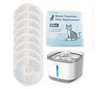 8-Pack 5-Layer Replacement Filters for Invengo MeowFlow E20 Cat Water Fountain, Non-Woven Fabric, Ion Exchange Resin, Activated Carbon & Medical Stone, Exclusive Pet Fountain Filters