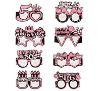 8 Pack 50th Birthday Paper Sunglasses Decorations Party Glasses Photo Booth Props 50th Birthday Decorations for Women Rose Gold Happy 50th Birthday Decorations 50th Birthday Party Favors