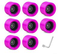 8 Pack 58Mm X 39Mm, Indoor Quad Roller Skate Wheels For Roller Derby Speed Skating, Artistic, Jam, Rink & Rhythm Skates, PU Wear-Resistant Wheels Double-Row Roller Skates Accessories(Purple (90A))