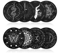 8 Pack 6 Inch Pendulum Board Set for Divination, Wooden Double Sided Dowsing Board, Black White Divination Metaphysical Message Witch Set for Witchcraft Wiccan Altar Supplies Beginner