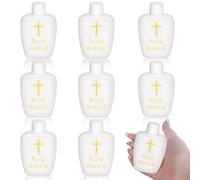 8 Pack 60ml/2oz Empty Holy Water Bottles with Gold Cross Plastic Holy Water Container Refillable for Church Christian Easter Halloween Baptism Christmas Party (60ml Bottles, 8)
