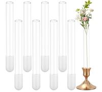 8 Pack 7.9" Glass Bud Vase Taper Base Vase for Candlesticks Candle Holder's Base Vase for Flower Candlestick Sizes from 22mm to 27mm
