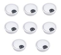 8 Pack 80mm Plastic Desk Cable Grommets, Silver Wire Organizer Caps, Round PC Computer Port Cable Hole Cover Plug Bushings, Perfect for Hide Data Cords in Office Desk, TV Stands, Tabletops and More