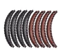 8-Pack 90s Banana Grip Set - Fish-Tail Styling Combs for All Hair Types, Vintage-Inspired Holders in Black/Coffee (Non-Slip Volume Enhancers)