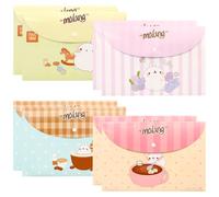 8 Pack A4 Plastic Wallets Folder with Snap Button, Floral Document Folder Waterproof PVC Envelope Folder A4 Plastic Folders for School Home Work Office Organization (Cartoon)