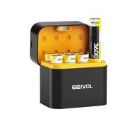 8 Pack AA Rechargeable Batteries and Fast Charger, 1.5V 3600mWh, Built-in Charging Box, 350mA, Long Lasting Lithium-ion, Leakproof, IP67 Waterproof Design