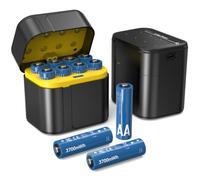 8 Pack AA Rechargeable Batteries with Fast Charger, 3700mWh 1.5V Constant High Voltage Output Li-ion Double A Battery, 2000 Cycles Long-Lasting Low Self Discharge Storage Box