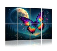 8 Pack Acoustic Foam Panels Sound Proofing Colorful Butterfly Fantasy Cosmic Night Landscape Full Moon Acoustic Wall Panel Soundproofing for Livingroom Nursery Room 48"x32" Home Decor