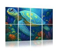 8 Pack Acoustic Foam Panels Sound Proofing Colorful Sea Turtle Swimming Vibrant Coral Reef Underwater Acoustic Wall Panel Soundproofing for Livingroom Nursery Room 48"x32" Home Decor
