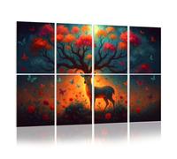 8 Pack Acoustic Foam Panels Sound Proofing Mystical Deer Autumn Tree Antlers Magical Forest Acoustic Wall Panel Soundproofing for Livingroom Nursery Room 48"x32" Home Decor