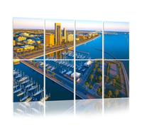 8 Pack Acoustic Foam Panels Sound Proofing Panels Aerial Drone View Corpus Christi TX Bayfront sunrise long Acoustic Wall Panel Soundproofing for Livingroom Nursery Room 48"x32" Home Decor