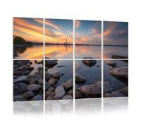 8 Pack Acoustic Foam Panels Sound Proofing Panels Beautiful Cloudscape Lake Sunset Rocky Shoreline Still Water Acoustic Wall Panel Soundproofing for Livingroom Nursery Room 48"x32" Home Decor
