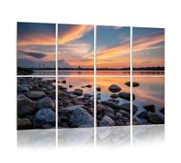 8 Pack Acoustic Foam Panels Sound Proofing Panels Beautiful Cloudscape Lake Sunset Rocky Shoreline Still Water Acoustic Wall Panel Soundproofing for Livingroom Nursery Room 48"x32" Home Decor