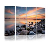 8 Pack Acoustic Foam Panels Sound Proofing Panels Beautiful Cloudscape Lake Sunset Rocky Shoreline Still Water Acoustic Wall Panel Soundproofing for Livingroom Nursery Room 48"x32" Home Decor