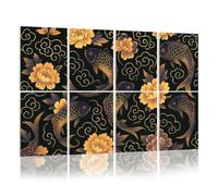 8 Pack Acoustic Foam Panels Sound Proofing Panels Beautiful trendy Japanese tattoo style Seamless asian Acoustic Wall Panel Soundproofing for Livingroom Nursery Room 48"x32" Home Decor