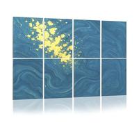 8 Pack Acoustic Foam Panels Sound Proofing Panels Blue gold liquid texture Hand drawn marbling Ink marble Acoustic Wall Panel Soundproofing for Livingroom Nursery Room Decor