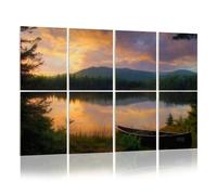 8 Pack Acoustic Foam Panels Sound Proofing Panels Canoe shore vibrant sunrise sunset Adirondack Mountains Acoustic Wall Panel Soundproofing for Livingroom Nursery Room 48"x32" Home Decor