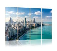 8 Pack Acoustic Foam Panels Sound Proofing Panels Chicago skyline aerial drone view from above lake Michigan Acoustic Wall Panel Soundproofing for Livingroom Nursery Room 48"x32" Home Decor