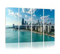8 Pack Acoustic Foam Panels Sound Proofing Panels Chicago skyline aerial drone view from above lake Michigan city Acoustic Wall Panel Soundproofing for Livingroom Nursery Room 48"x32" Home Decor