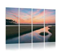 8 Pack Acoustic Foam Panels Sound Proofing Panels Clouds Reflecting Water Salt Marsh Sunrise Acoustic Wall Panel Soundproofing for Livingroom Nursery Room 48"x32" Home Decor