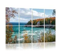 8 Pack Acoustic Foam Panels Sound Proofing Panels Crashing Waves Autumn Trees Lake Superior Shore Michigan Acoustic Wall Panel Soundproofing for Livingroom Nursery Room 48"x32" Home Decor