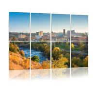 8 Pack Acoustic Foam Panels Sound Proofing Panels Downtown Spokane skyline Spokane River Acoustic Wall Panel Soundproofing for Livingroom Nursery Room 48"x32" Home Decor