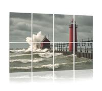 8 Pack Acoustic Foam Panels Sound Proofing Panels giant waves red grand haven lighthouse michigan lake Acoustic Wall Panel Soundproofing for Livingroom Nursery Room 48"x32" Home Decor