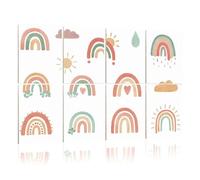 8 Pack Acoustic Foam Panels Sound Proofing Panels Hand Drawn Boho Rainbows Cute Set Pastel Earthy Colors Acoustic Wall Panel Soundproofing for Livingroom Nursery Room 48"x32" Home Decor