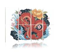 8 Pack Acoustic Foam Panels Sound Proofing Panels hand drawn Dragon tattoo coloring book japanese style Acoustic Wall Panel Soundproofing for Livingroom Nursery Room 48"x32" Home Decor
