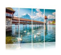 8 Pack Acoustic Foam Panels Sound Proofing Panels Historic town Lucerne famous Chapel Bridge Switzerland Acoustic Wall Panel Soundproofing for Livingroom Nursery Room 48"x32" Home Decor