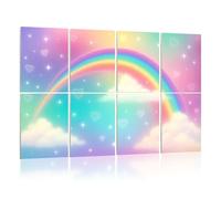 8 Pack Acoustic Foam Panels Sound Proofing Panels Holographic fantasy rainbow clouds Pastel color sky Magical Acoustic Wall Panel Soundproofing for Livingroom Nursery Room 48"x32" Home Decor