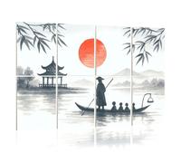 8 Pack Acoustic Foam Panels Sound Proofing Panels Japan Traditional japanese painting Sumi e art Japan Acoustic Wall Panel Soundproofing for Livingroom Nursery Room 48"x32" Home Decor