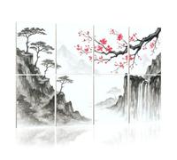 8 Pack Acoustic Foam Panels Sound Proofing Panels Japan traditional sumi e painting Indian ink Japanese Acoustic Wall Panel Soundproofing for Livingroom Nursery Room 48"x32" Home Decor