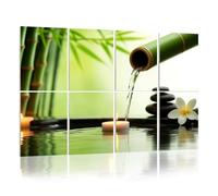 8 Pack Acoustic Foam Panels Sound Proofing Panels Modern Contemporary Zen Bamboo Green Pictures Paintings Acoustic Wall Panel Soundproofing for Livingroom Nursery Room 48"x32" Home Decor