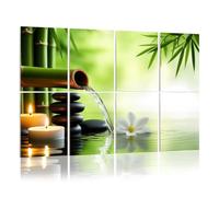 8 Pack Acoustic Foam Panels Sound Proofing Panels Modern Contemporary Zen Bamboo Green Pictures Paintings Acoustic Wall Panel Soundproofing for Livingroom Nursery Room 48"x32" Home Decor