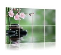 8 Pack Acoustic Foam Panels Sound Proofing Panels Modern Contemporary Zen Bamboo Green Pink Cherry Blossoms Acoustic Wall Panel Soundproofing for Livingroom Nursery Room 48"x32" Home Decor