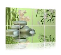 8 Pack Acoustic Foam Panels Sound Proofing Panels Modern Contemporary Zen Bamboo Green Stacked Smooth Stones Acoustic Wall Panel Soundproofing for Livingroom Nursery Room 48"x32" Home Decor