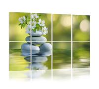 8 Pack Acoustic Foam Panels Sound Proofing Panels Modern Contemporary Zen Bamboo Green Stones Flowers Water Acoustic Wall Panel Soundproofing for Livingroom Nursery Room 48"x32" Home Decor