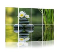 8 Pack Acoustic Foam Panels Sound Proofing Panels Modern Contemporary Zen Bamboo Green White Water Lilies Acoustic Wall Panel Soundproofing for Livingroom Nursery Room 48"x32" Home Decor