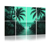 8 Pack Acoustic Foam Panels Sound Proofing Panels Ocean Beach Coastal Seascape Mint Green Tropical Turquoise Acoustic Wall Panel Soundproofing for Livingroom Nursery Room 48"x32" Home Decor