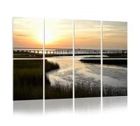 8 Pack Acoustic Foam Panels Sound Proofing Panels Ocean salt marsh sea grass dock sunset Acoustic Wall Panel Soundproofing for Livingroom Nursery Room 48"x32" Home Decor