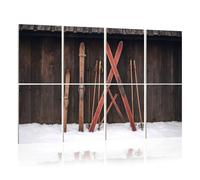 8 Pack Acoustic Foam Panels Sound Proofing Panels old retro styled skis sticking snow wooden wall photo Acoustic Wall Panel Soundproofing for Livingroom Nursery Room 48"x32" Home Decor