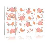 8 Pack Acoustic Foam Panels Sound Proofing Panels Pink floral rainbow Pink romantic baby girl rainbow Floral Acoustic Wall Panel Soundproofing for Livingroom Nursery Room 48"x32" Home Decor