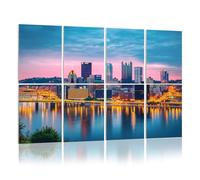 8 Pack Acoustic Foam Panels Sound Proofing Panels Pittsburgh Pennsylvania River Skyline Acoustic Wall Panel Soundproofing for Livingroom Nursery Room 48"x32" Home Decor
