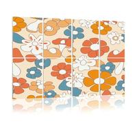 8 Pack Acoustic Foam Panels Sound Proofing Panels Retro 70s 60s Floral Hippie Mushrooms Summer Groovy Flower Acoustic Wall Panel Soundproofing for Livingroom Nursery Room 48"x32" Home Decor