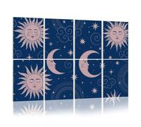 8 Pack Acoustic Foam Panels Sound Proofing Panels Seamless cosmic sun crescent moon vintage for astrology Sun Acoustic Wall Panel Soundproofing for Livingroom Nursery Room 48"x32" Home Decor