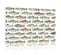 8 Pack Acoustic Foam Panels Sound Proofing Panels Seamless vintage hand drawn fishes Acoustic Wall Panel Soundproofing for Livingroom Nursery Room 48"x32" Home Decor