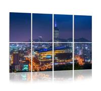 8 Pack Acoustic Foam Panels Sound Proofing Panels Seoul City Skyline N Seoul Tower South Korea Acoustic Wall Panel Soundproofing for Livingroom Nursery Room 48"x32" Home Decor