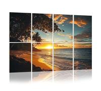 8 Pack Acoustic Foam Panels Sound Proofing Panels Sunrise tropical island Palm trees sandy beach Acoustic Wall Panel Soundproofing for Livingroom Nursery Room 48"x32" Home Decor
